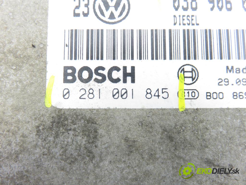 VW BORA (1J2) SEDAN 2000 66,00 1.9 TDI - AGR 1896,00 Riadiaca jednotka Motor 038906018BL ; 0281001845