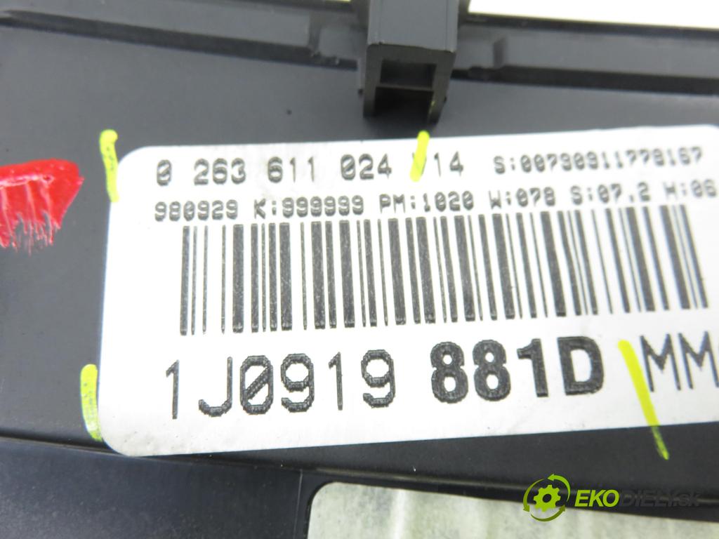 VW BORA (1J2) SEDAN 2000 66,00 1.9 TDI - AGR 1896,00 Prístrojovka elektrický 1J0919881D ; 0263611024