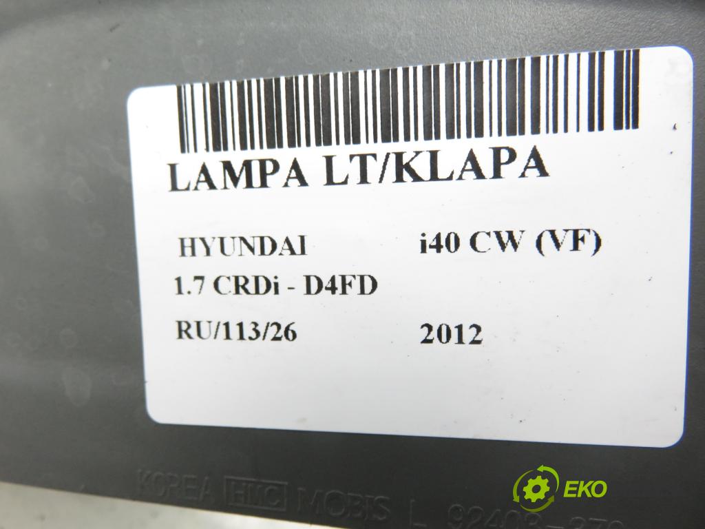 HYUNDAI i40 CW (VF) KOMBI 2012 100,00 1.7 CRDi 136 - D4FD 1685,00 světlo levé zadní kufr 924033Z000