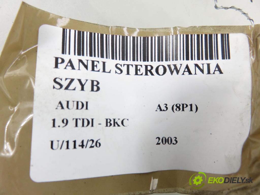 AUDI A3 (8P1) HB 2003 77,00 1.9 TDI PD 105 - BKC 1896,00 Panel ovládaní oken 8Z0959851E