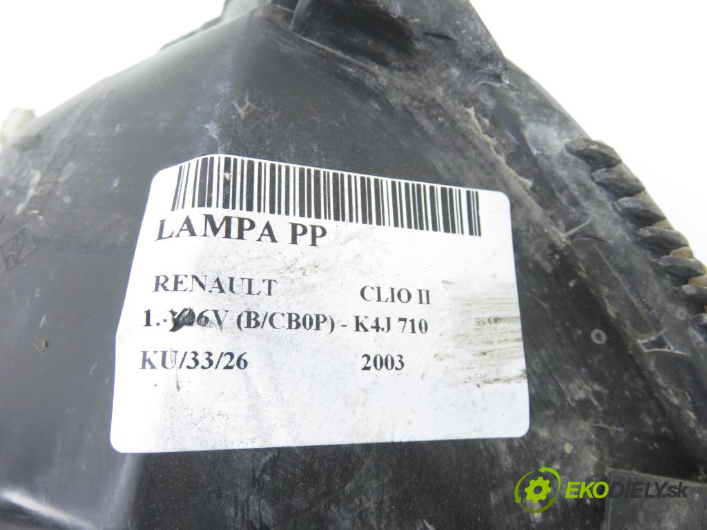 RENAULT CLIO II (BB_, CB_) HB 2003 72,00 1.4 16V (B/CB0P) - K4J 710 1390,00 Svetlo PP 
