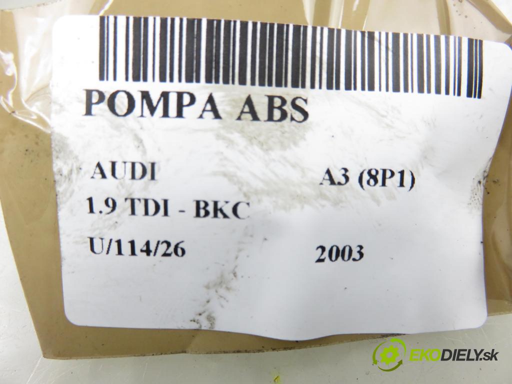 AUDI A3 (8P1) HB 2003 77,00 1.9 TDI PD 105 - BKC 1896,00 Pumpa ABS 1K0907379K ; 10096003483 (Pumpa ABS)