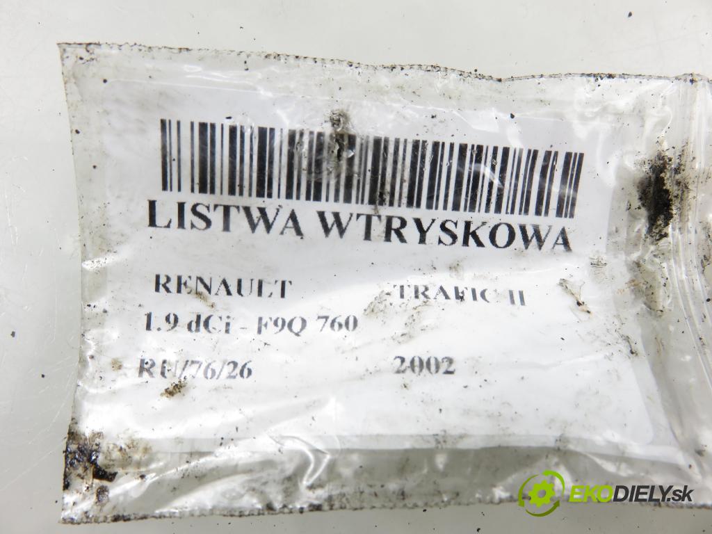 RENAULT TRAFIC II Skrzynia (FL) FURGON 2002 74,00 1.9 dCi - F9Q 760 1870,00 Lišta vstrekovacia 0445214024 ; 7700114017 ; 0281002405 (Vstrekovacia lišta)