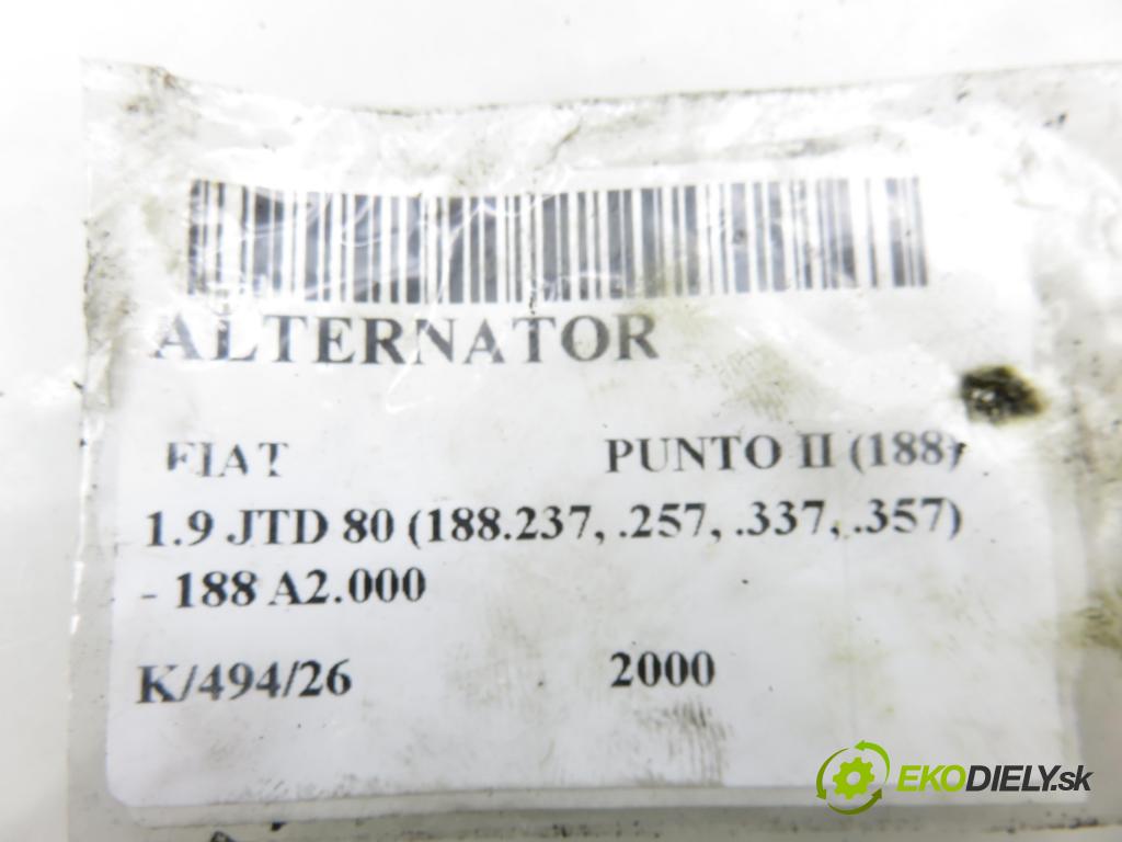 FIAT PUNTO (188_) HB 2000 59,00 1.9 JTD 80 - 188 A2.000 1910,00 Alternátor 46782218 ; 63321833 (Alternátor)