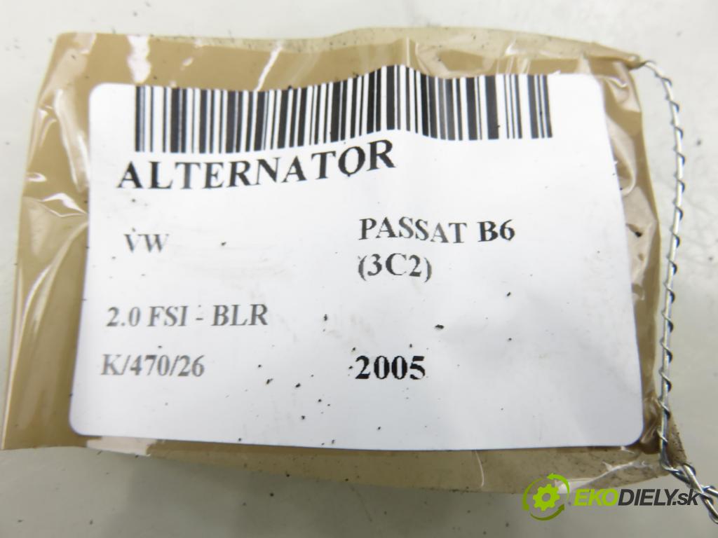VW PASSAT B6 (3C2) SEDAN 2005 110,00 2.0 FSI - BLR 1984,00 Alternátor 06F903023F ; 0124525091 (Alternátor)