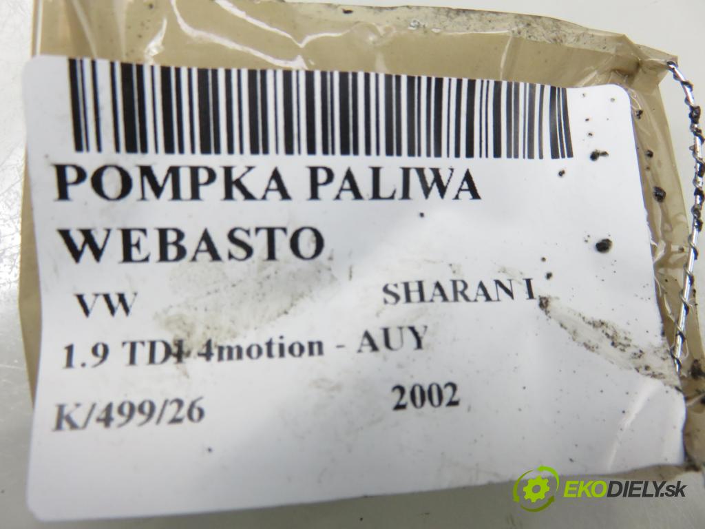 VW SHARAN (7M8, 7M9, 7M6) VAN 2002 85,00 1.9 TDI PD 115 4motion - AUY 1896,00 motorek paliva Webasto 221000500400
