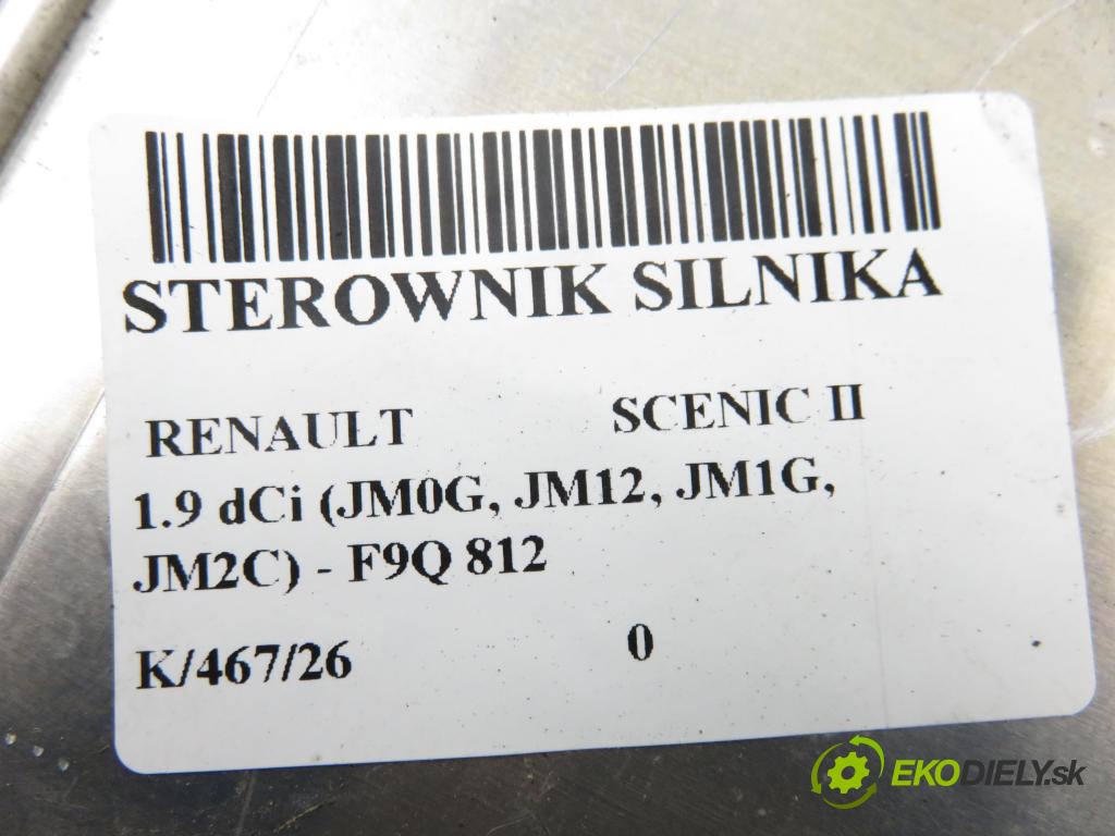 RENAULT SCENIC II (JM0/1_) MINIVAN 2003 88,00 1.9 dCi 120 - F9Q 812 1870,00 Riadiaca jednotka Motor 0281011390 ; 8200310863 ; 8200349846