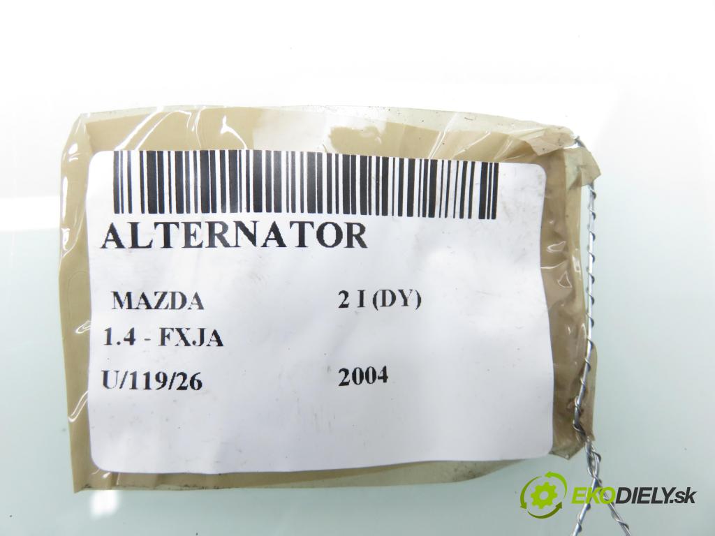 MAZDA 2 (DY) HB 2004 59,00 1.4 - FXJA 1388,00 Alternátor 2S6T10300CB ; A005TA7692 (Alternátor)
