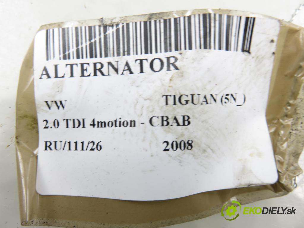 VW TIGUAN (5N_) SUV 2008 103,00 2.0 TDI 4motion - CBAB 1968,00 Alternátor 06F903023C (Alternátor)
