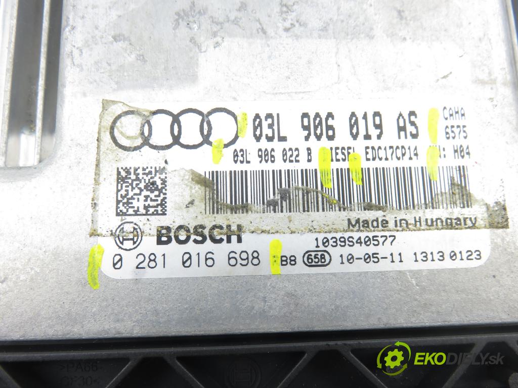 AUDI A4 Avant (8K5, B8) KOMBI 2010 105,00 2.0 TDI - CAGA 1968,00 Riadiaca jednotka Motor 0281016698 ; 03L906019AS ; 03L906022B