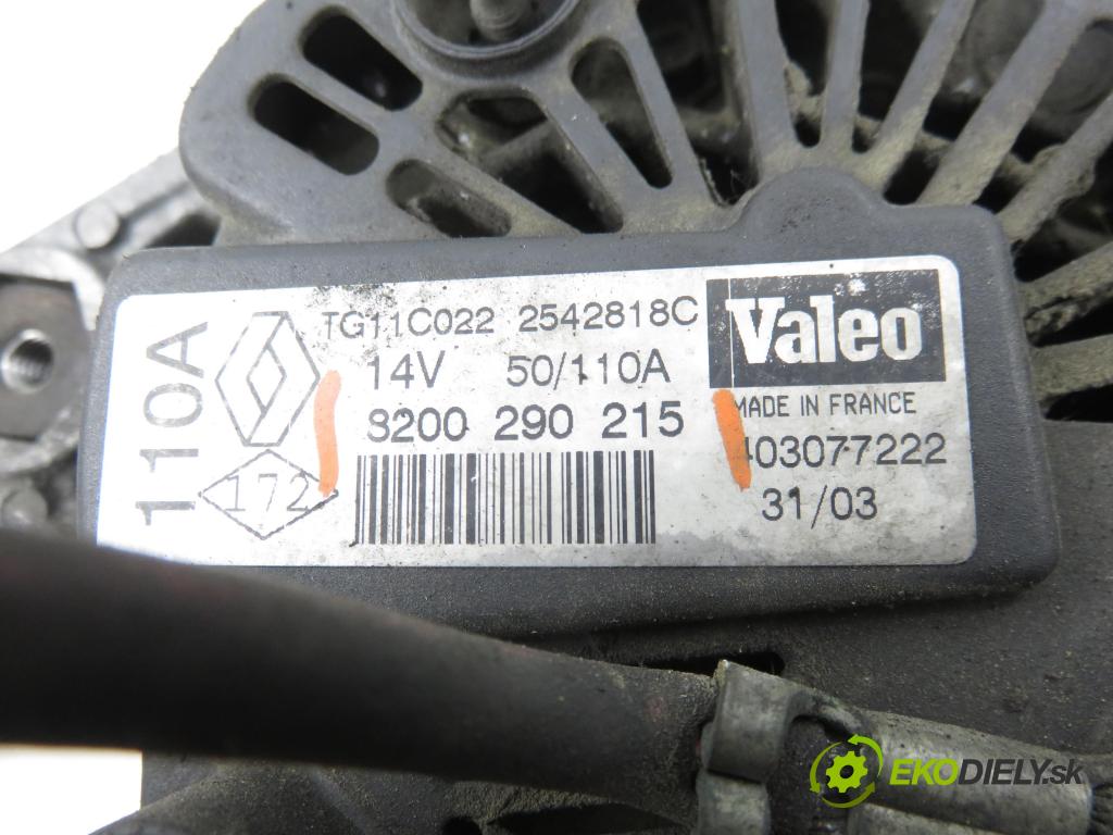 RENAULT SCENIC II (JM0/1_) MINIVAN 2003 88,00 1.9 dCi 120 - F9Q 812 1870,00 Alternátor 8200290215 (Alternátor)