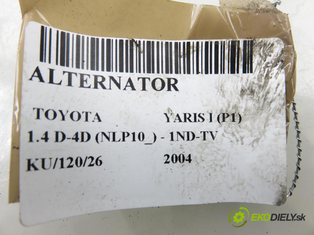 TOYOTA YARIS (_P1_) HB 2004 55,00 1.4 D-4D (NLP10_) - 1ND-TV 1364,00 Alternátor 2706033040 (Alternátor)