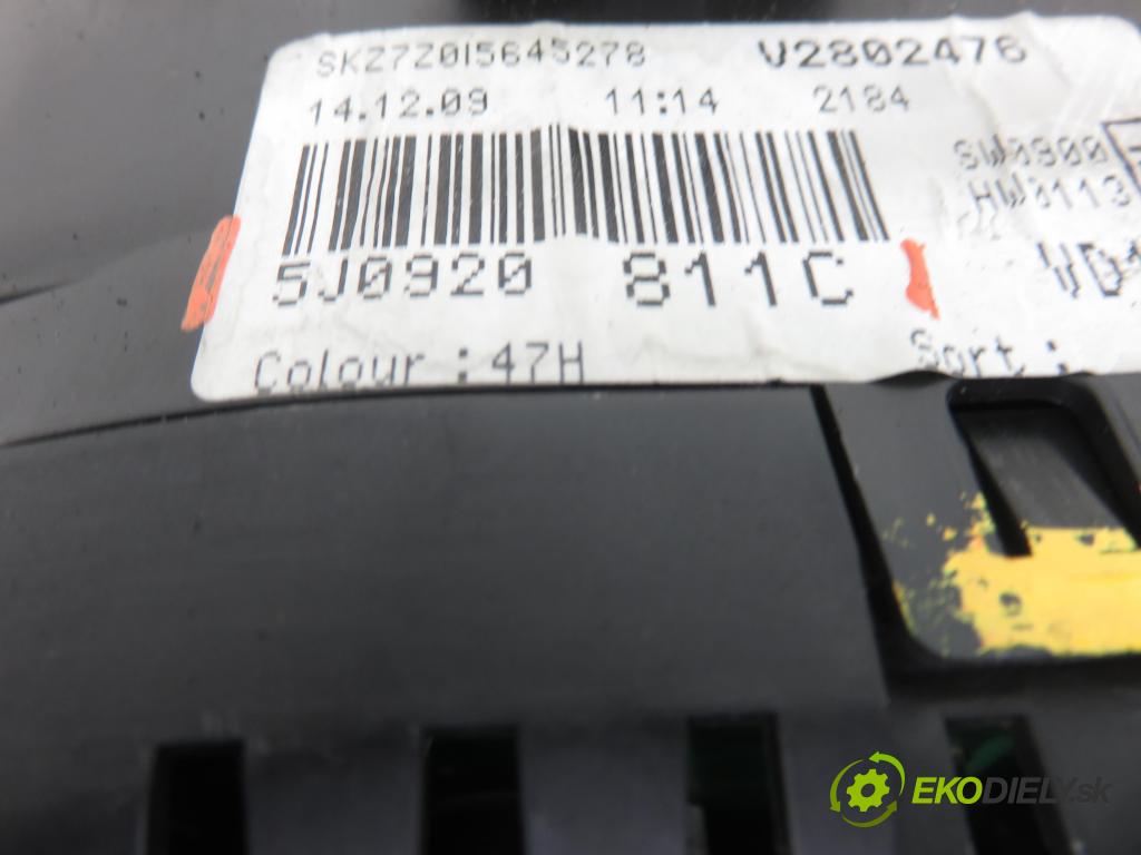 SKODA ROOMSTER (5J) HB 2010 51,00 1.4 TDI - BNM 1422,00 Prístrojovka elektrický 5J0920811C