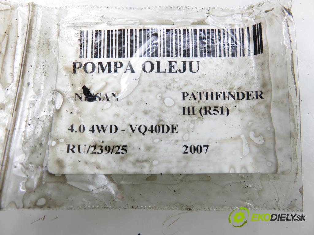 NISSAN PATHFINDER III (R51) TERENOWY 2007 198,00 4.0 4WD 269 - VQ40DE 3954,00 Pumpa oleja  (Olejová pumpa)