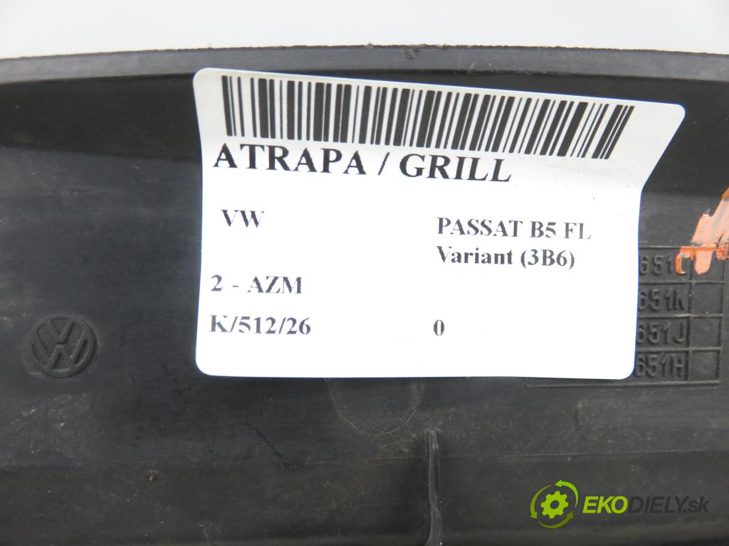 VW PASSAT B5.5 Variant (3B6) KOMBI 2001 85,00 2 - AZM 1984,00 Mriežka / maska 3B0853561L