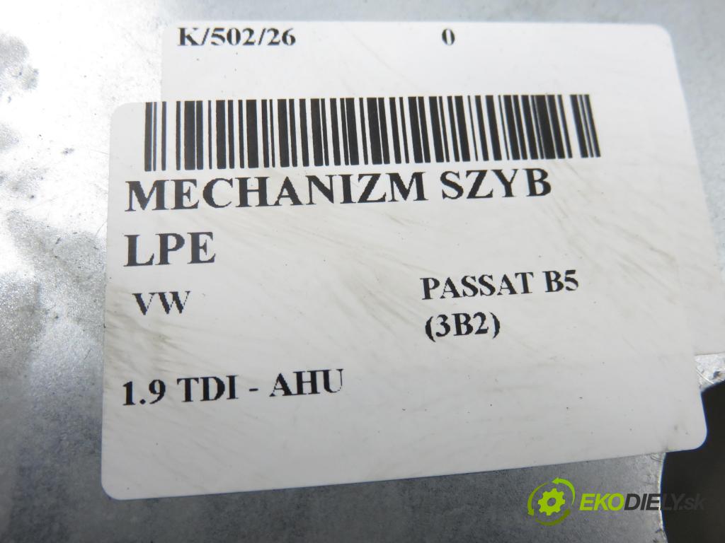 VW PASSAT B5 (3B2) SEDAN 1998 66,00 1.9 TDI 90 - AHU 1896,00 mechanismus oken 3B1837461