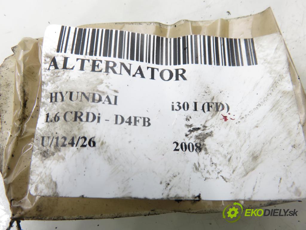 HYUNDAI i30 (FD) HB 2008 85,00 1.6 CRDi - D4FB 1582,00 Alternátor 373002A110 ; 2655475 (Alternátor)