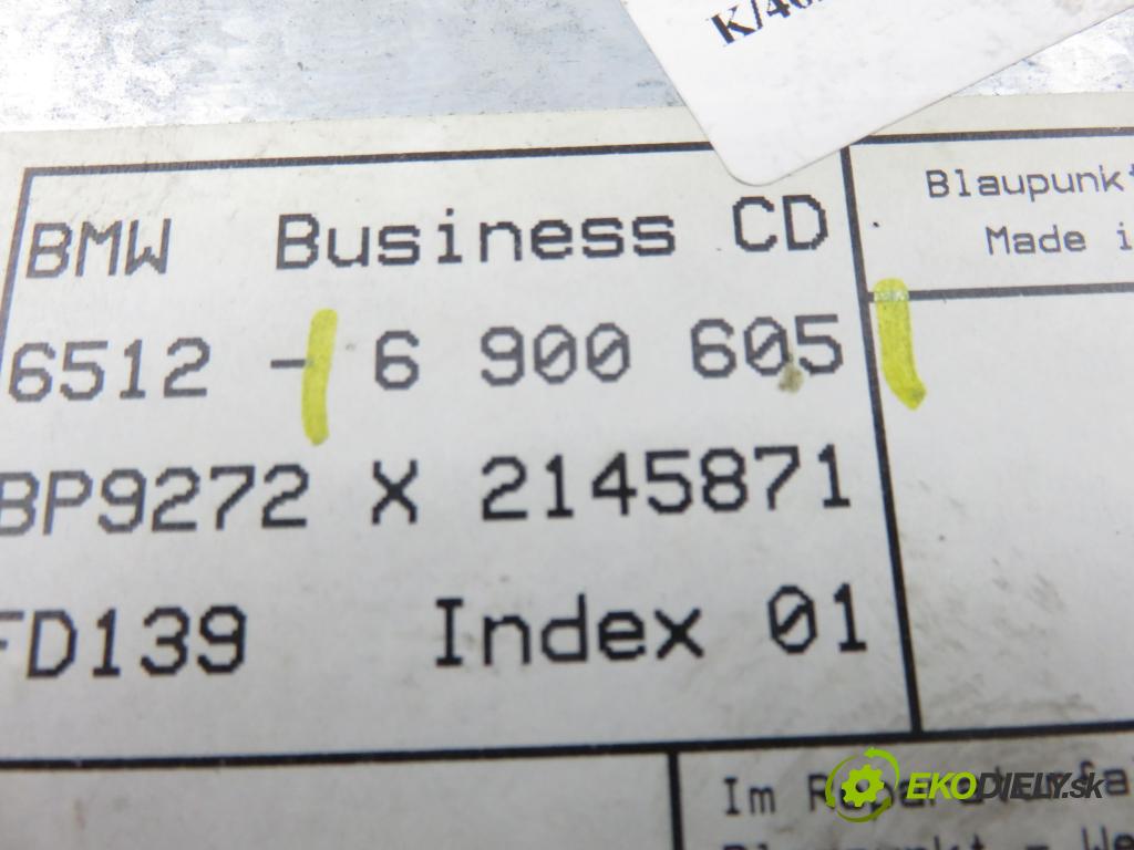 BMW 3 (E46) SEDAN 1999 77,00 316 i 105 - M43 B19 (194E1) 1895,00 RADIO CD 6900605