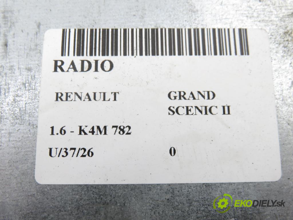 RENAULT GRAND SCENIC II (JM0/1_) VAN 2005 83,00 1.6 - K4M 782 1598,00 RADIO CD 8200300859