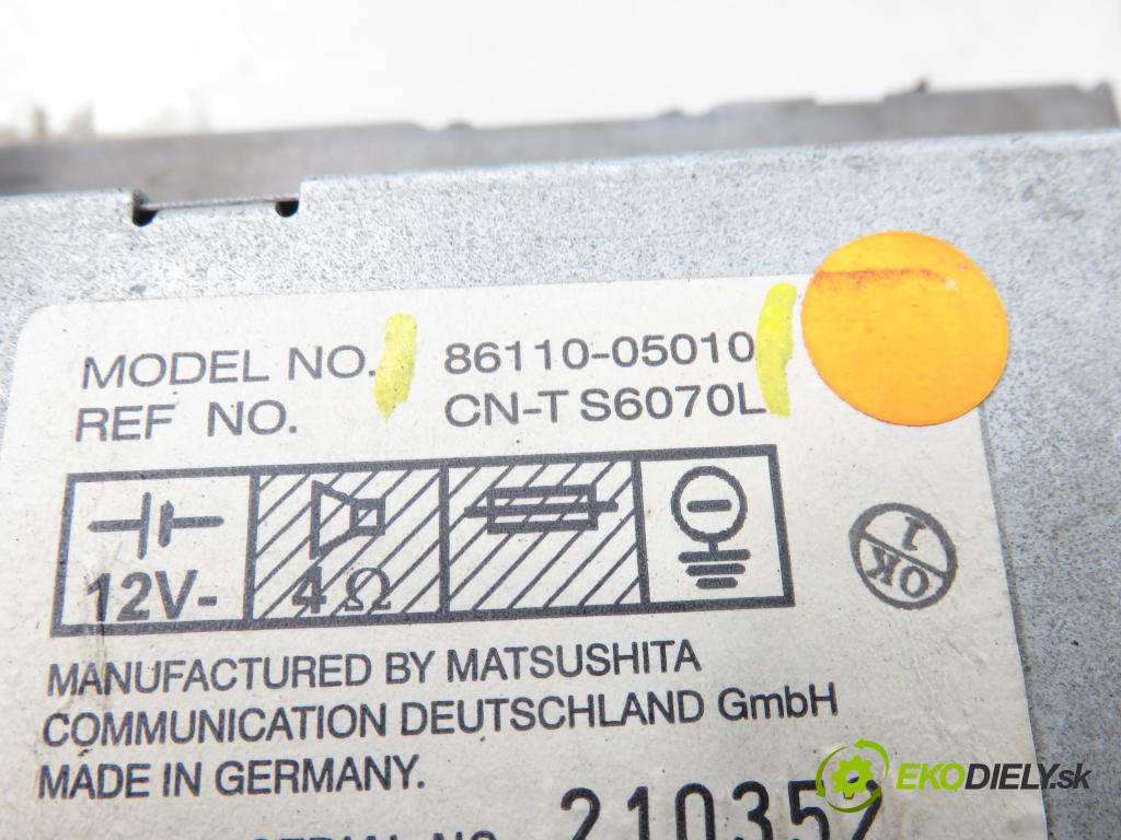 TOYOTA AVENSIS (_T22_) SEDAN 2000 81,00 2.0 D-4D (CDT220_) - 1CD-FTV 1995,00 RADIO 8611005010