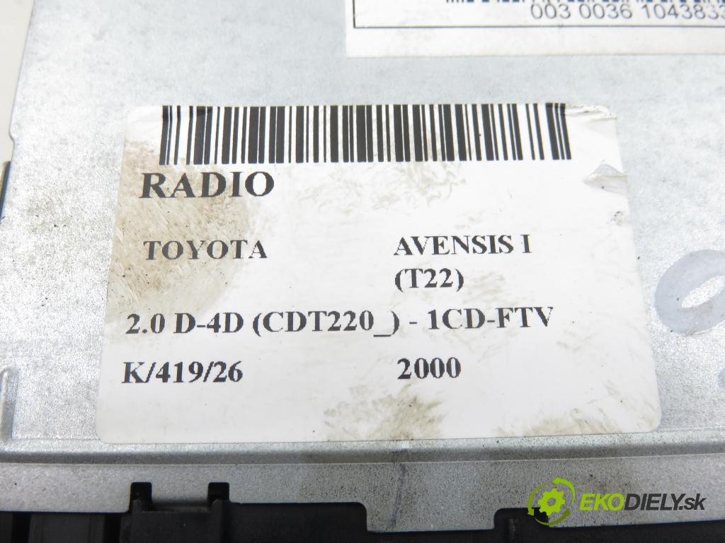 TOYOTA AVENSIS (_T22_) SEDAN 2000 81,00 2.0 D-4D (CDT220_) - 1CD-FTV 1995,00 RADIO 8611005010