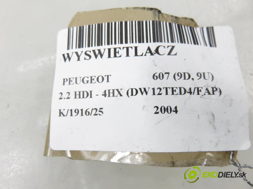 PEUGEOT 607 (9D, 9U) SEDAN 2004 98,00 2.2 HDI - 4HX (DW12TED4/FAP) 2179,00 ZOBRAZIT: 9631241080