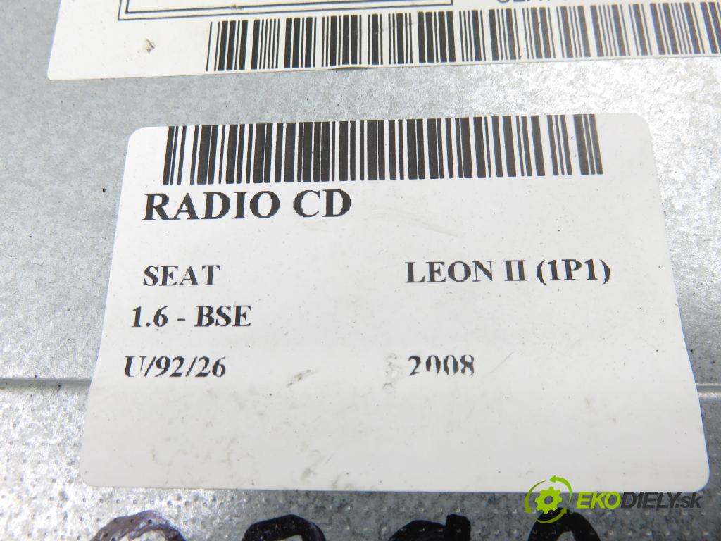 SEAT LEON (1P1) HB 2008 75,00 1.6 - BSE 1595,00 RADIO CD 1P1035186B