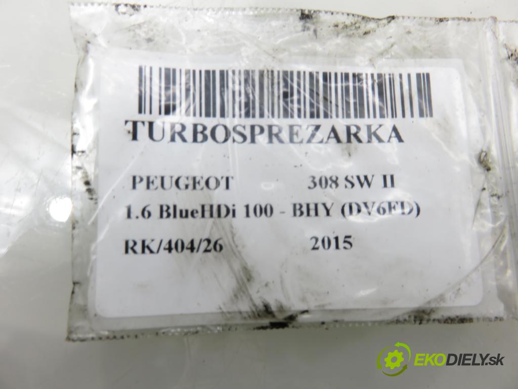 PEUGEOT 308 SW II KOMBI 2015 73,00 1.6 BlueHDi 100 - BHY (DV6FD) 1560,00 Turbodúchadlo 9804945280 (Turbodúchadlo (kompletné))