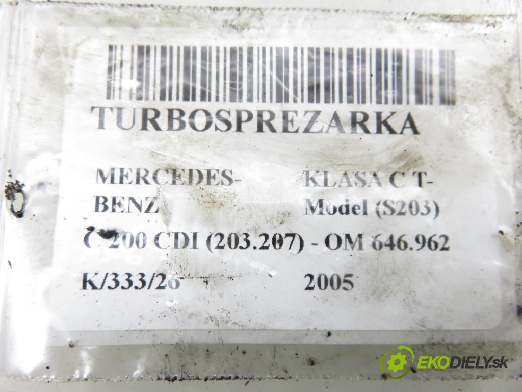 MERCEDES-BENZ KLASA C T-Model (S203) KOMBI 2005 90,00 C 200 CDI (203.207) 122 - OM 646.962 2148,00 RYCHLONABÍJEČKA: 6460900180 ; 712120 ; 6NW008412 (Kompletní turbodmychadlo)