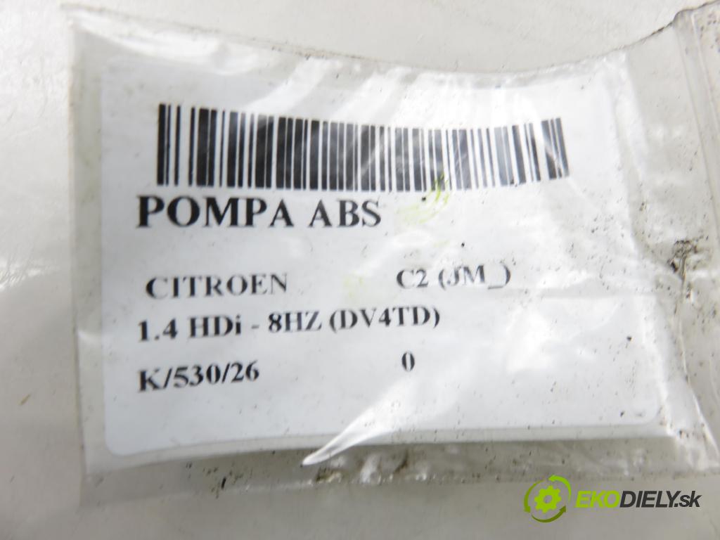 CITROEN C2 (JM_) HB 2006 50,00 1.4 HDi 68 8V - 8HZ 1398,00 pumpa ABS 10097011343 ; 9662150280 ; 10020700754 (Pumpa ABS)