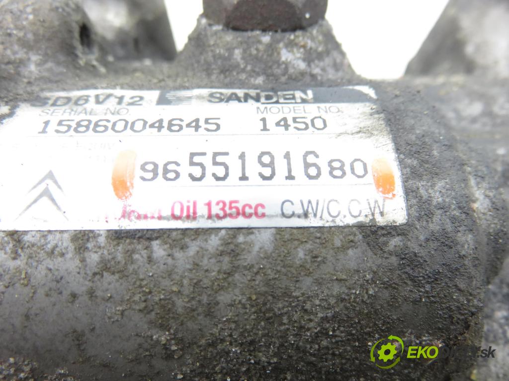 CITROEN C2 (JM_) HB 2006 50,00 1.4 HDi 68 8V - 8HZ 1398,00 KOMPRESOR: klimatizácie 9655191680 (Kompresor klimatizácie)