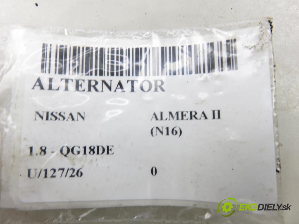 NISSAN ALMERA II Hatchback (N16) HB 2001 85,00 1.8 - QG18DE 1769,00 Alternátor  (Alternátor)