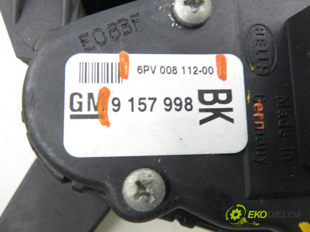 OPEL ASTRA G sedan (T98) SEDAN 2003 55,00 1.2 16V - Z 12 XE 1199,00 Potenciometer plynu 9157998BK ; 6PV00811200 (Potenciometer plynového pedálu)