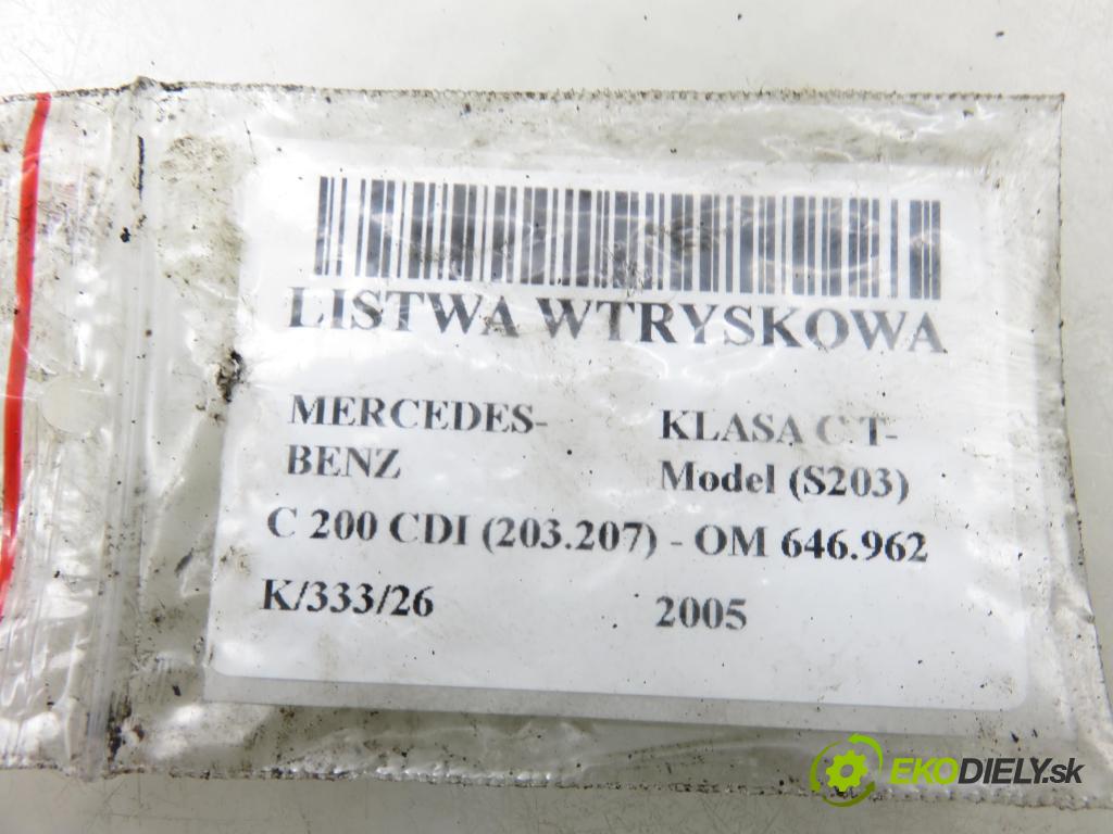 MERCEDES-BENZ KLASA C T-Model (S203) KOMBI 2005 90,00 C 200 CDI (203.207) 122 - OM 646.962 2148,00 Lišta vstrekovacia 0445214038 ; 6110700395 ; 6110780449 (Vstrekovacia lišta)