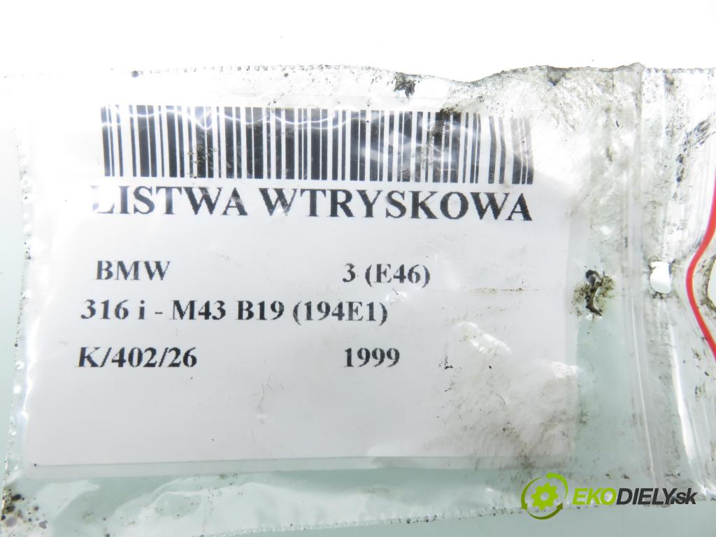 BMW 3 (E46) SEDAN 1999 77,00 316 i - M43 B19 (194E1) 1895,00 Lišta vstrekovacia 1435910 ; 1247931 ; D3768FA (Vstrekovacia lišta)