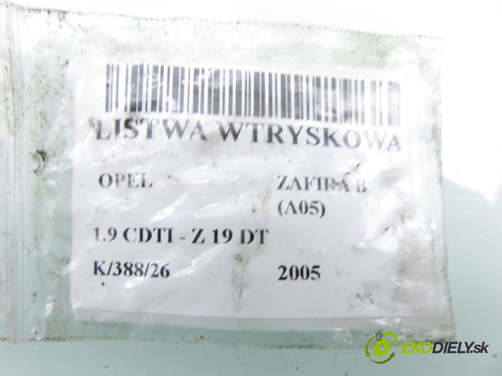 OPEL ZAFIRA B (A05) MINIVAN 2005 88,00 1.9 CDTI 8V 120 - Z 19 DT 1910,00 lišta vstřikovací 0445214056 ; 55200266 ; 0281002507 (Vstřikovací lišta)