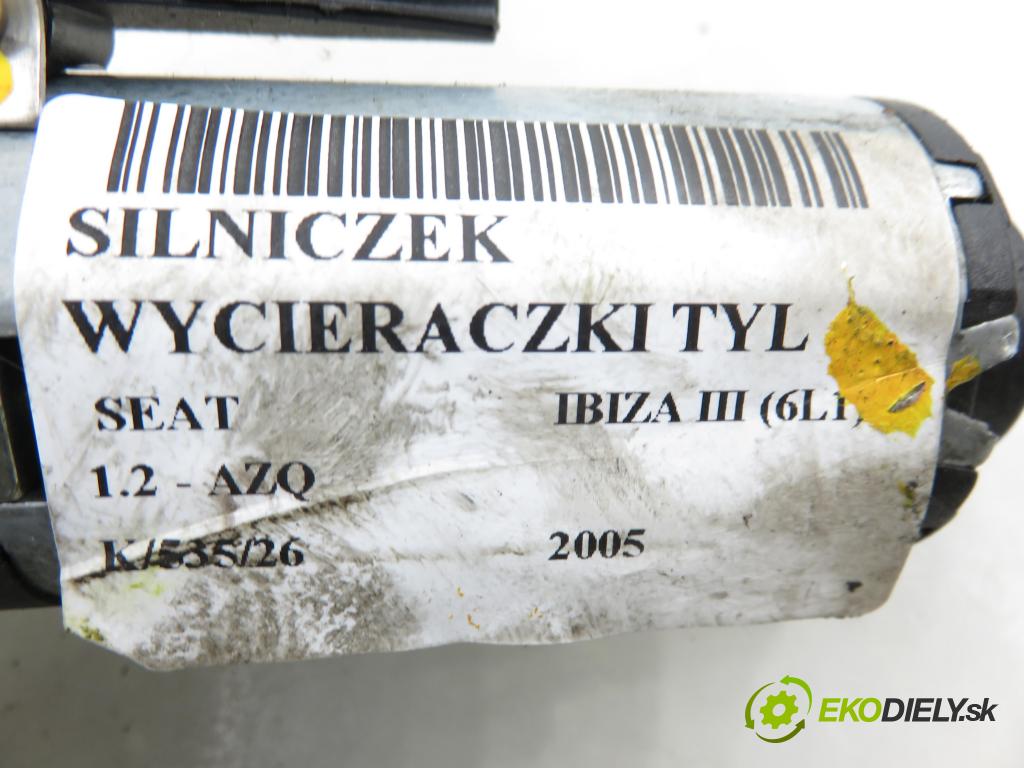 SEAT IBIZA III (6L1) HB 2005 47,00 1.2 12V - AZQ 1198,00 motorek stěrače ZADNÍ: 6L6955711B ; 404699C