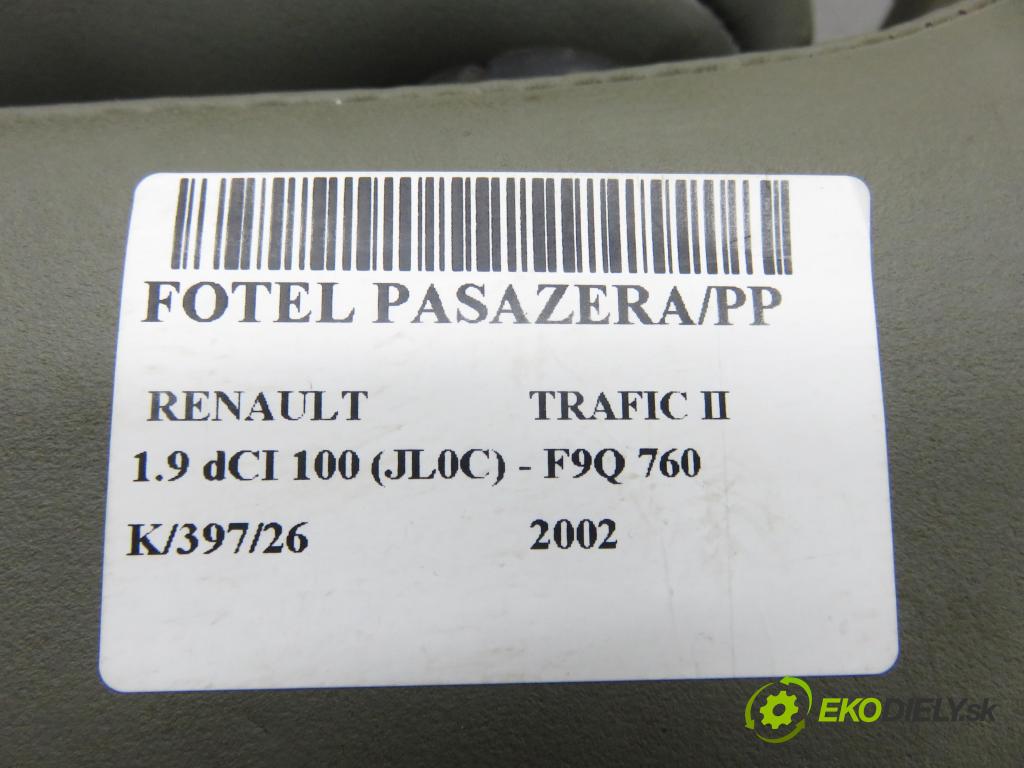 RENAULT TRAFIC II Autobus (JL) BUS 2002 74,00 1.9 dCI 100 (JL0C) - F9Q 760 1870,00 Sedadlo CESTUJÚCI/PP