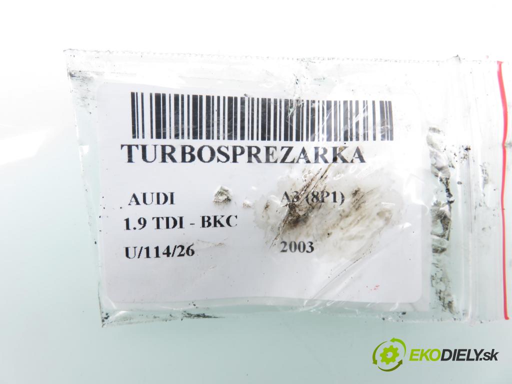 AUDI A3 (8P1) HB 2003 77,00 1.9 TDI PD 105 - BKC 1896,00 Turbodúchadlo 038253014G (Turbodúchadlo (kompletné))