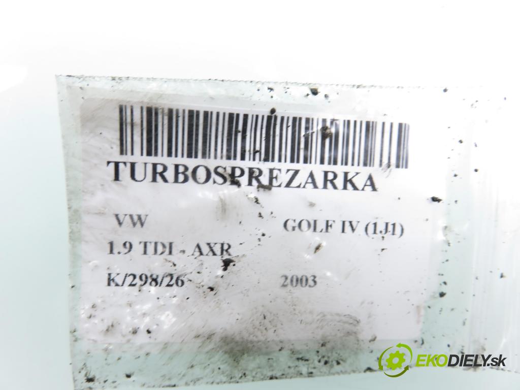VW GOLF IV (1J1) HB 2003 74,00 1.9 TDI PD 101 - AXR 1896,00 Turbodúchadlo 038253016N (Turbodúchadlo (kompletné))