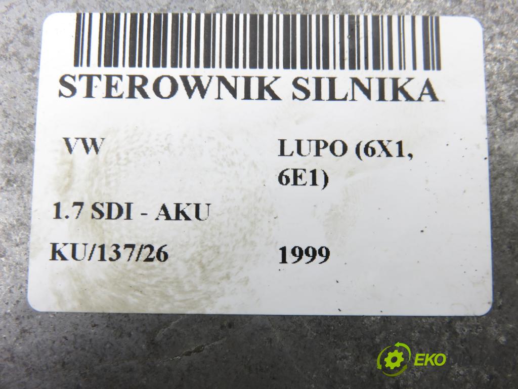 VW LUPO (6X1, 6E1) HB 1999 44,00 1.7 SDI - AKU 1716,00 Riadiaca jednotka Motor 038906013L ; 0281001748