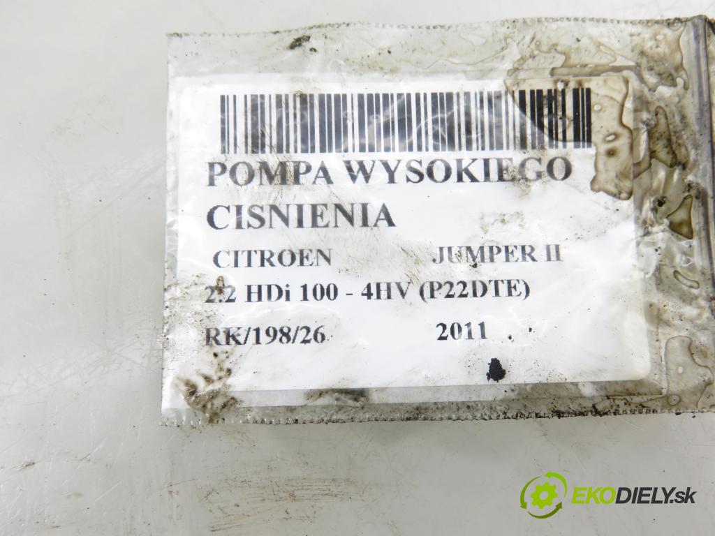 CITROEN JUMPER Skrzynia FURGON 2011 74,00 2.2 HDi 100 - 4HV (P22DTE) 2198,00 Pumpa vysokého tlaku