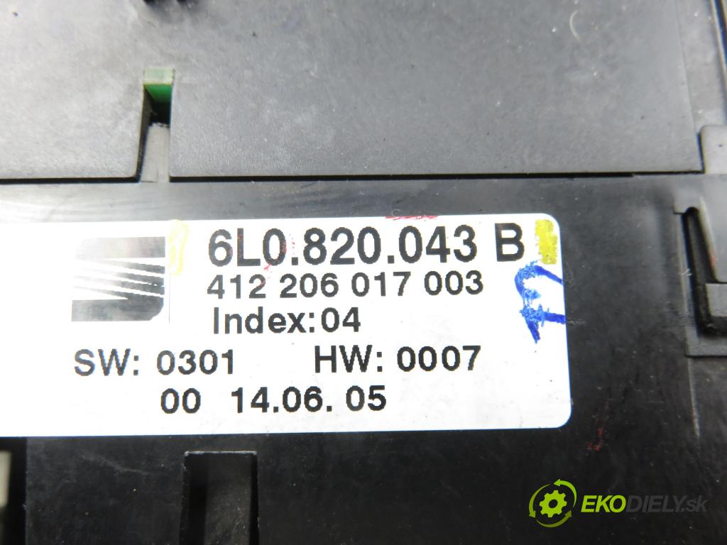 SEAT IBIZA III (6L1) HB 2005 47,00 1.2 12V - AZQ 1198,00 Panel kúrenia KLIMATRONIK 6L0820043B