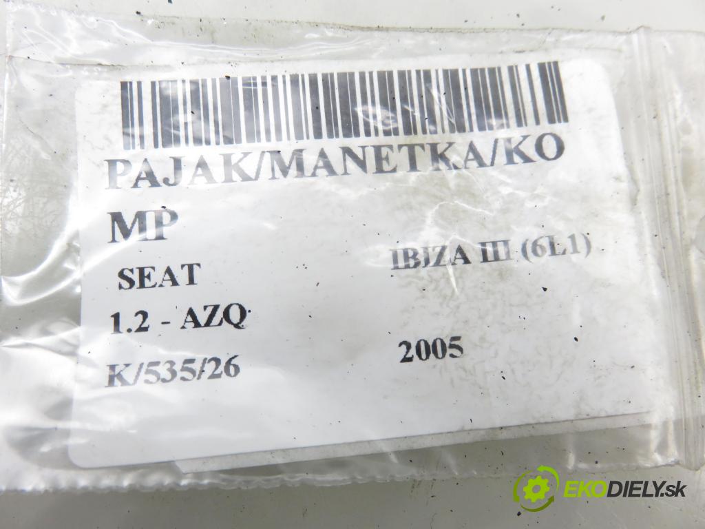 SEAT IBIZA III (6L1) HB 2005 47,00 1.2 12V - AZQ 1198,00 páčka/prepínač 6Q0953503BG ; 203261 ; 283396