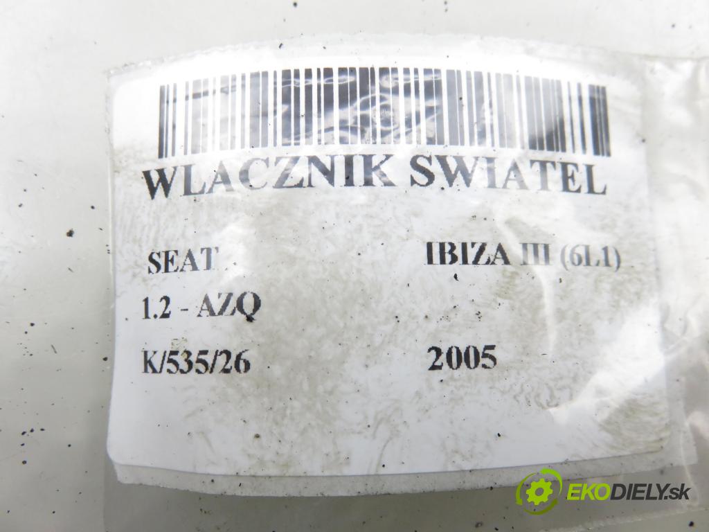 SEAT IBIZA III (6L1) HB 2005 47,00 1.2 12V - AZQ 1198,00 přepínač světla 6L1941531AF