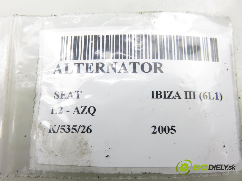 SEAT IBIZA III (6L1) HB 2005 47,00 1.2 12V - AZQ 1198,00 Alternátor 03D903025E (Alternátor)