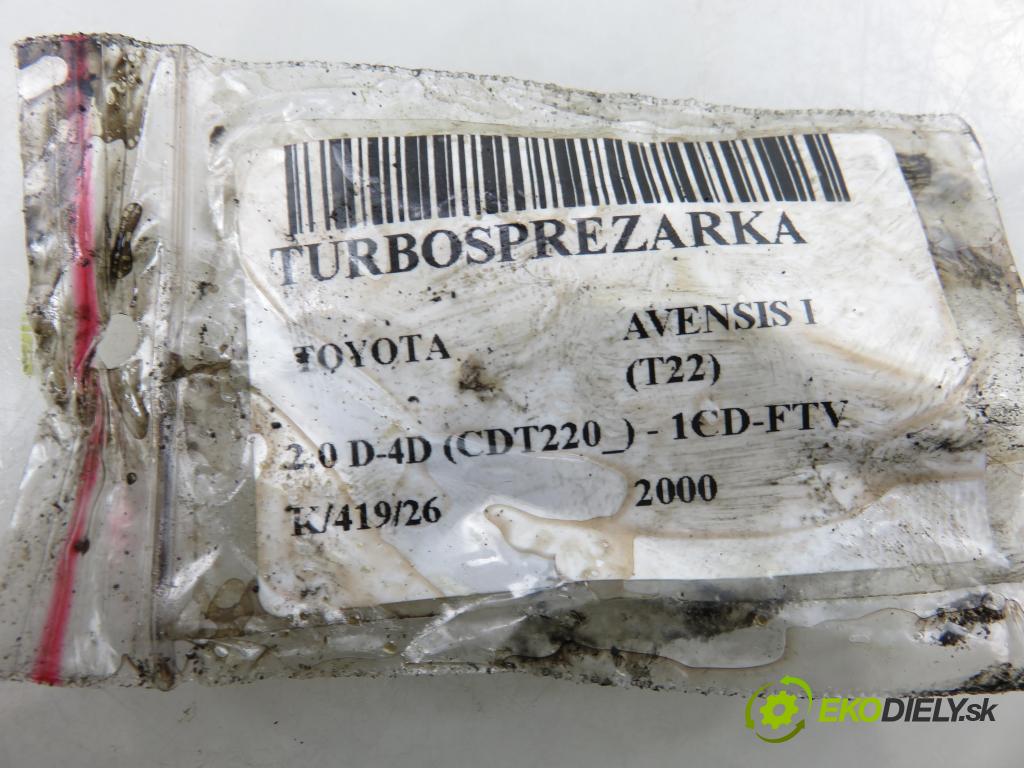 TOYOTA AVENSIS (_T22_) SEDAN 2000 81,00 2.0 D-4D (CDT220_) - 1CD-FTV 1995,00 RYCHLONABÍJEČKA: 1720127010 (Kompletní turbodmychadlo)