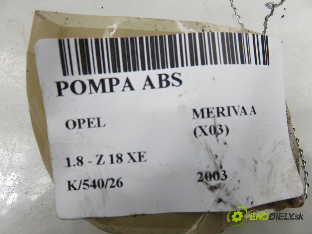 OPEL MERIVA A nadwozie wielkoprzestrzenne (MPV) (X03) MINIVAN 2003 92,00 1.8 - Z 18 XE 1796,00 pumpa ABS 0273004634 (Pumpa ABS)