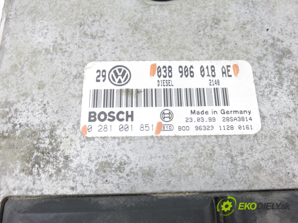 VW BORA (1J2) SEDAN 1999 66,00 1.9 TDI 90 - ALH 1896,00 Riadiaca jednotka Motor 0281001851 ; 038906018AE