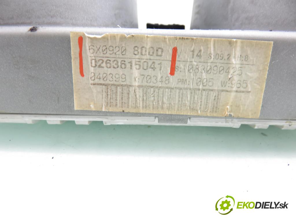 VW LUPO (6X1, 6E1) HB 1999 44,00 1.7 SDI - AKU 1716,00 Prístrojovka elektrický 6X0920800D ; 0263615041